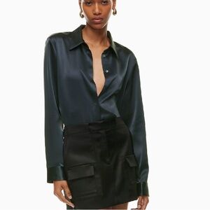 Babaton Navy Satin Blouse